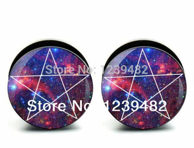 Pentagon Star Logo - Wholesale 10 sizes 60pcs acrylic pentagon star logo ear plug gauges ...