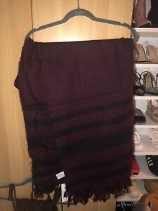 Burgundy with Red Stripe Logo - New Look Burgundy Red Stripe Black Oversized Large Scarf