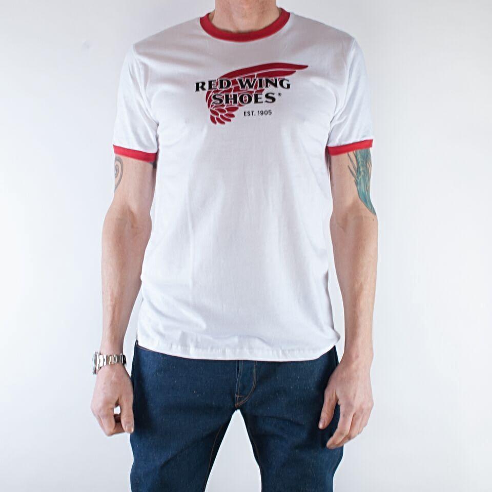 White Picture of Red Wing Logo - Red Wing - Logo, Ringer T-shirt - White, red - Brund