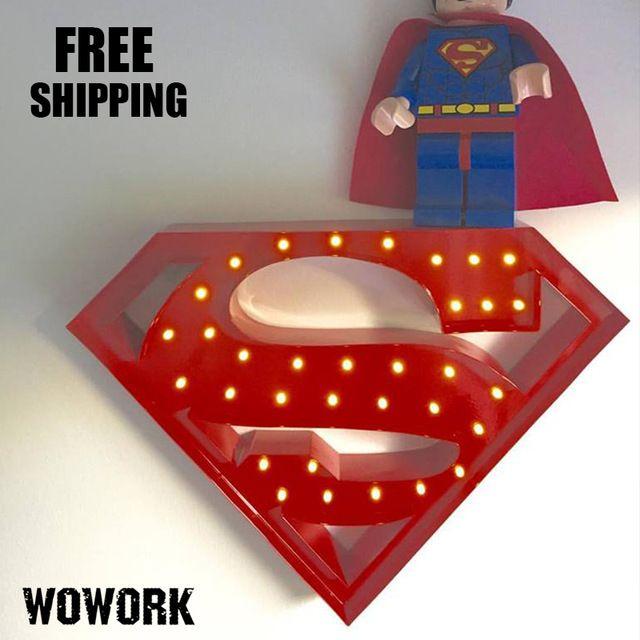 Christmas Superman Logo - LED marquee lights Superman Logo battery light letter Room ...