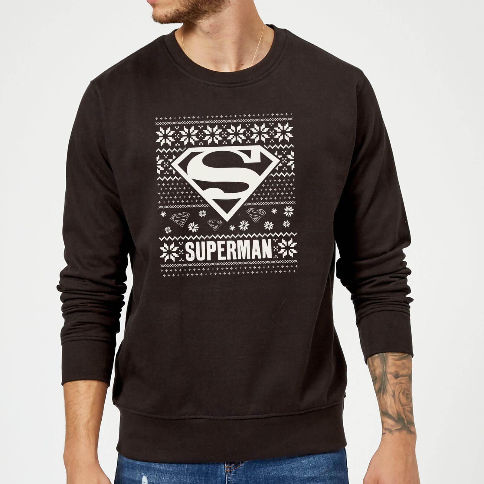 Christmas Superman Logo - DC Superman Christmas Knit Logo Black Christmas Sweatshirt Clothing ...