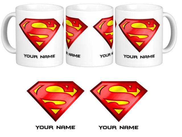 Christmas Superman Logo - Superman Logo Personalised Mug Cup Gift Name Printed Birthday ...