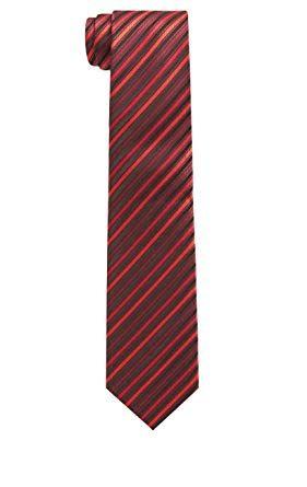 Burgundy with Red Stripe Logo - Dobell Mens Burgundy & Red Striped Tie Microfibre Smart Work Necktie