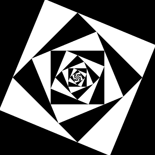 Black and White Squares Logo - Spiral of black and white squares 4 till repetition zooming