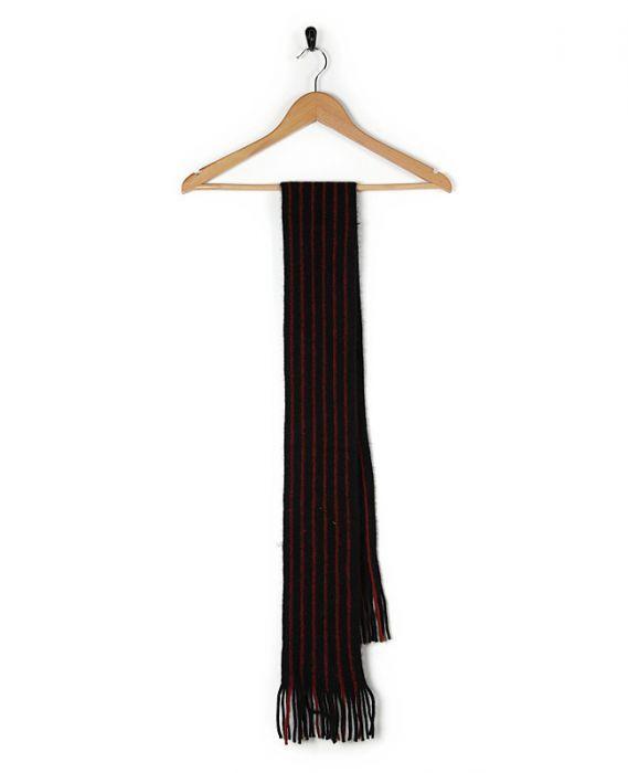 Burgundy with Red Stripe Logo - Black & Burgundy Red Stripe Possum Wool Blend Scarf Black £22.4000