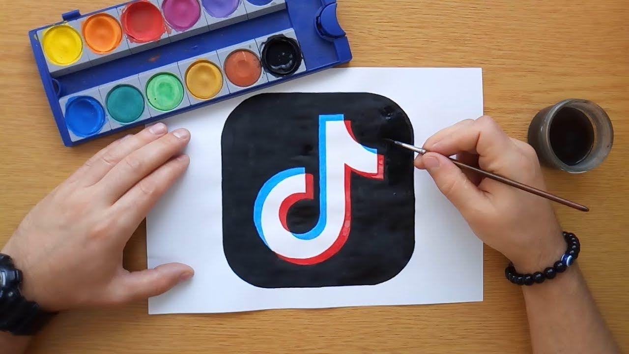 Tik Tok Logo - How to draw a Tik Tok logo - Part 1 (DIY TikTok logo) - YouTube