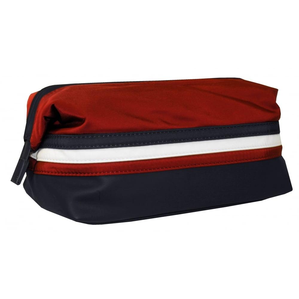 Burgundy with Red Stripe Logo - Tommy Hilfiger Framed Striped Logo Wash Bag, Burgundy Navy