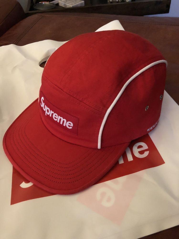 Red Box With White W Logo - Supreme Piping Camp Cap Hat Box Logo Red w/ White SUPREME logo NEW ...