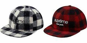 Red Box With White W Logo - SUPREME Buffalo Plaid Wool Classic Logo 6 Panel White Red box logo