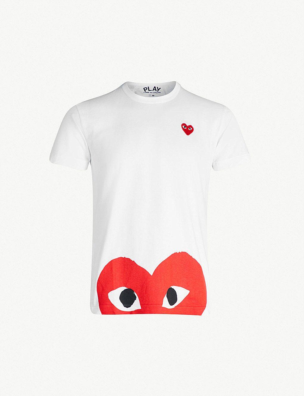 Comme Des Garcons Heart Logo - COMME DES GARCONS PLAY - Half-heart logo t-shirt | Selfridges.com