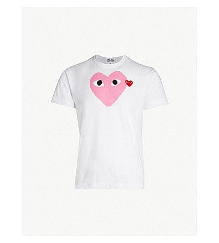 Comme Des Garcons Heart Logo - COMME DES GARCONS PLAY - Heart logo-motif cotton-jersey T-shirt ...