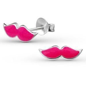 Pink Mustache Logo - Pink Mustache Post Earrings - 925 Sterling Silver - Moustache ...