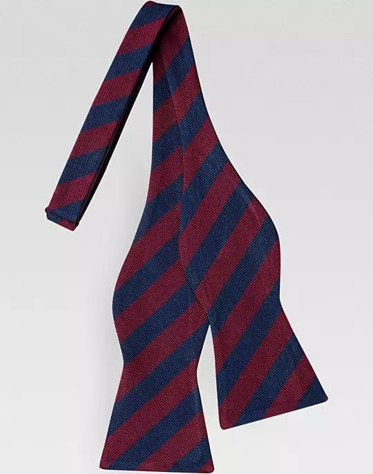 Burgundy with Red Stripe Logo - Tommy Hilfiger Burgundy Red & Blue Stripe Self Tie Bow Tie's