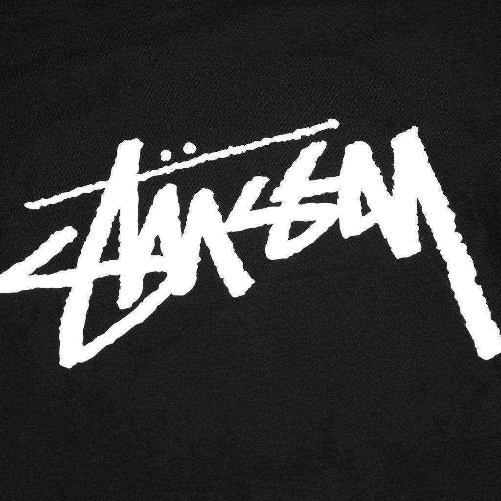 Stussy Original Logo - Original Stock Hooded L/S T Shirt in Black by Stussy | Bored of Southsea