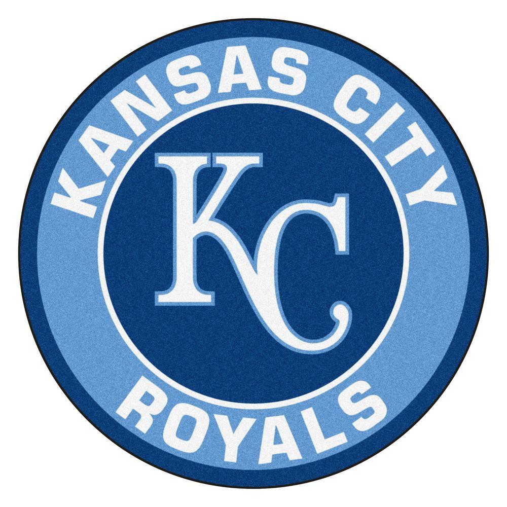 KC Circle Logo - FANMATS MLB Kansas City Royals Blue 2 ft. x 2 ft. Round Area Rug ...