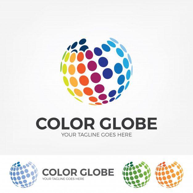 Colorful Globe Logo - Globe logo with colorful dots. Vector | Premium Download