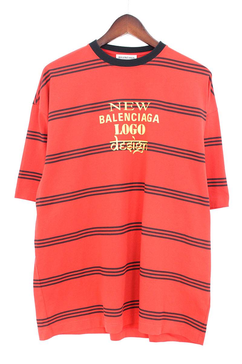 Striped Red N Logo - RINKAN: バレンシアガ /BALENCIAGA logo print horizontal stripe
