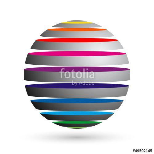 Colorful Globe Logo - Colorful Business Ball, Globe Logo, Icon 3D Stock image and royalty