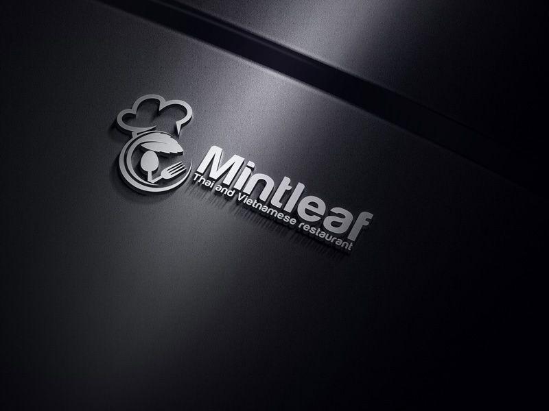 Men Black and White Restaurant Logo - Elegant, Playful, Restaurant Logo Design for Mintleaf Thai and ...