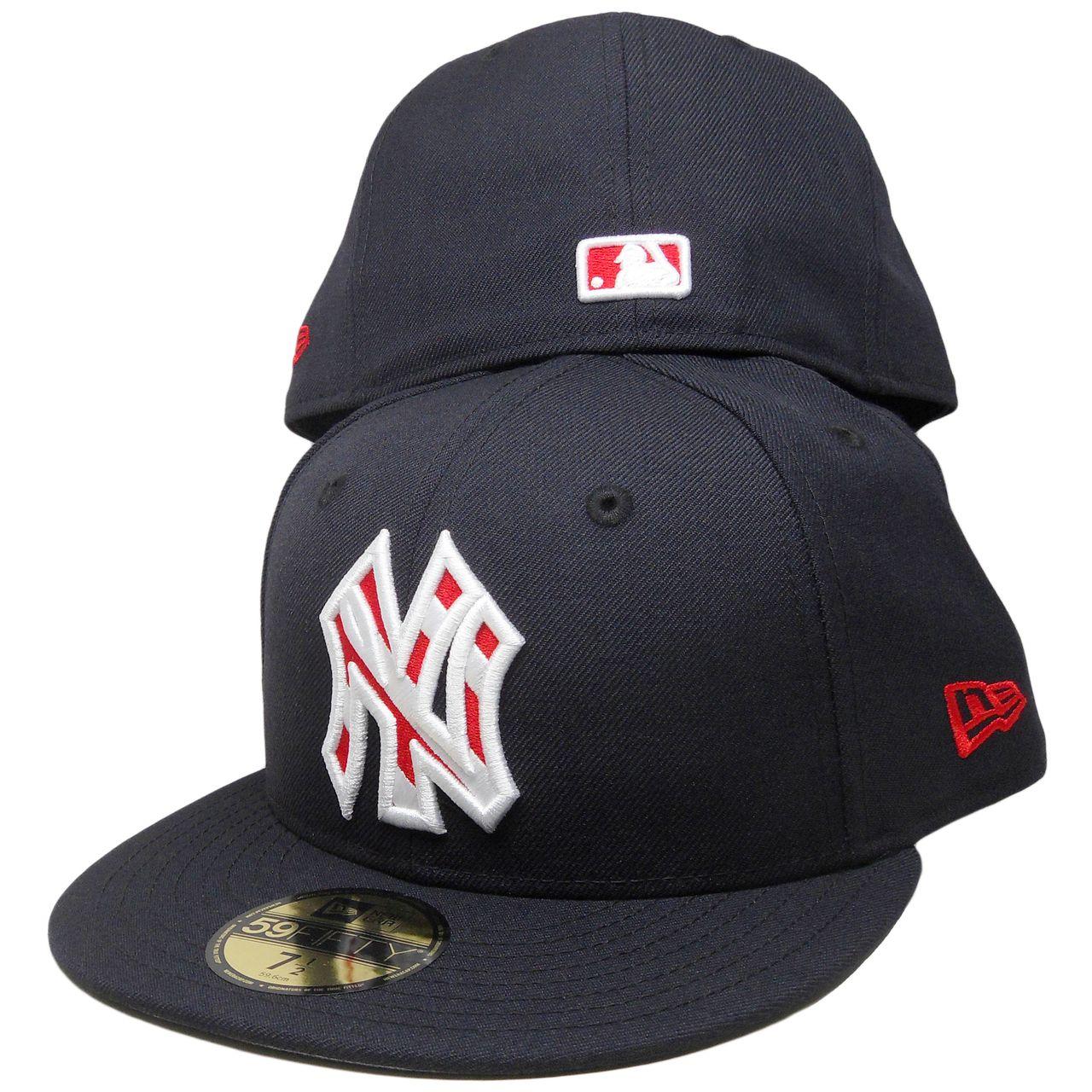 Striped Red N Logo - New York Yankees New Era Striped Logo 59Fifty Fitted, White