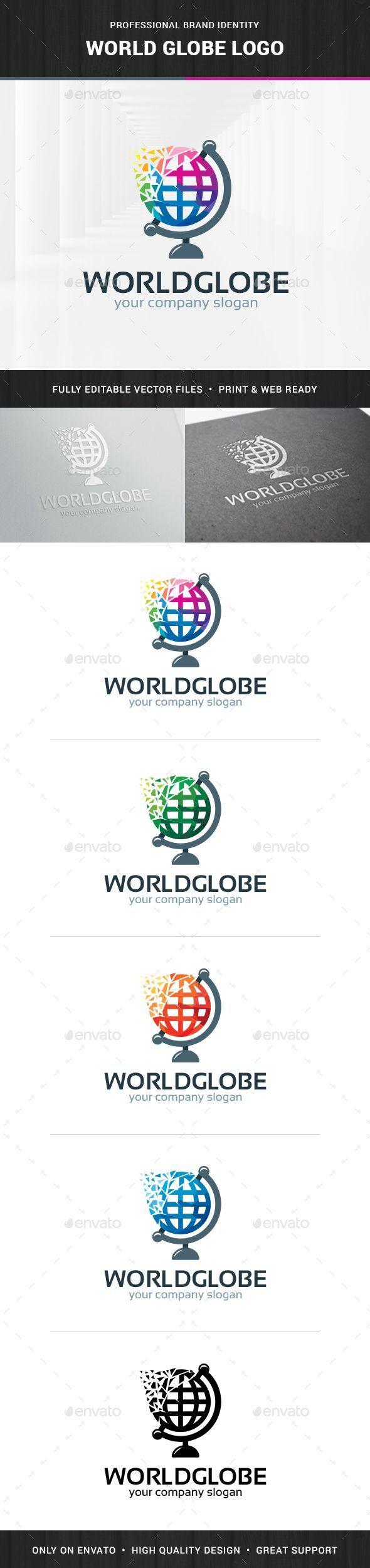 Colorful Globe Logo - The World Globe Logo Template A shattered and colorful globe logo