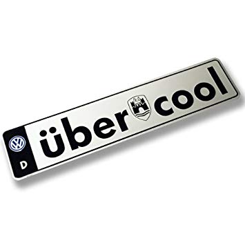 Uber Cool Logo - VW UBER COOL LICENSE PLATE: Amazon.co.uk: Car & Motorbike