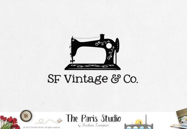 Sewing Logo - Vintage Sewing Machine Logo Design by The Paris Studio, Madame Levasseur