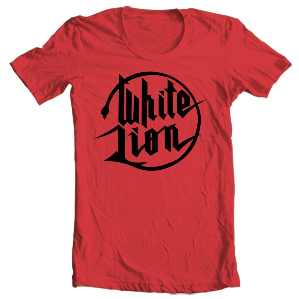 Red and White Lion Logo - White Lion Logo T Shirt Retro 80'S Heavy Metal Glam Rock 100% Cotton