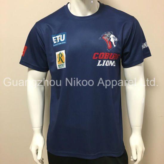 Clothing and Apparel Up Logo - China Custom Sublimated Sports Club Navy Blue Warm up T Shirts with ...