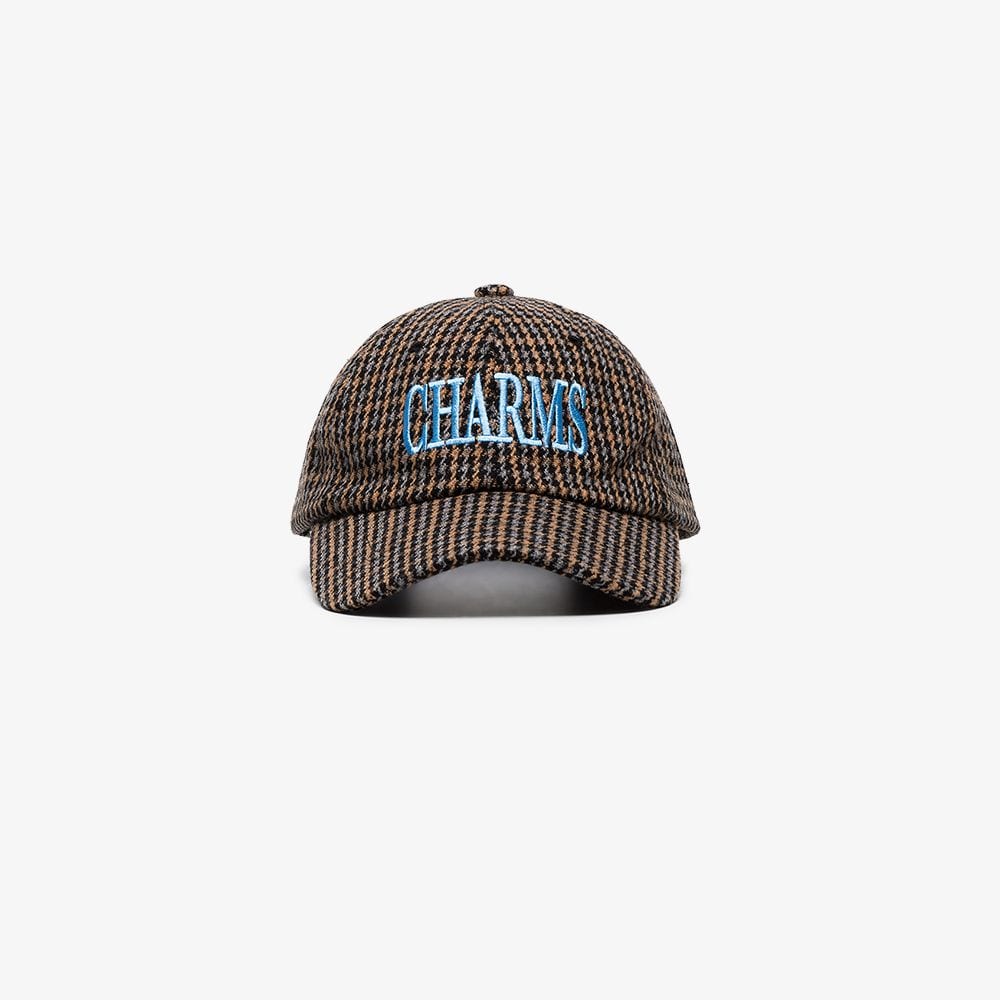 Brown Blue Logo - Charm's grey, brown, blue logo tweed cap