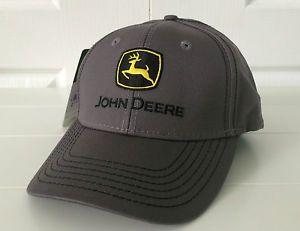 Gray W Logo - John Deere Dark Gray w/ Black & Yellow Logo, Contrast Stitching Hat ...
