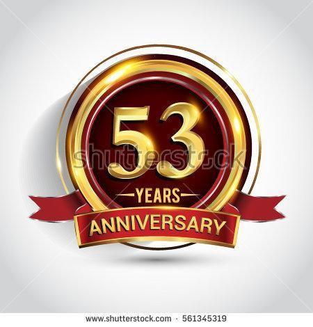 Three Red Rings Logo - 53rd golden anniversary logo, fifty three years birthday celebration