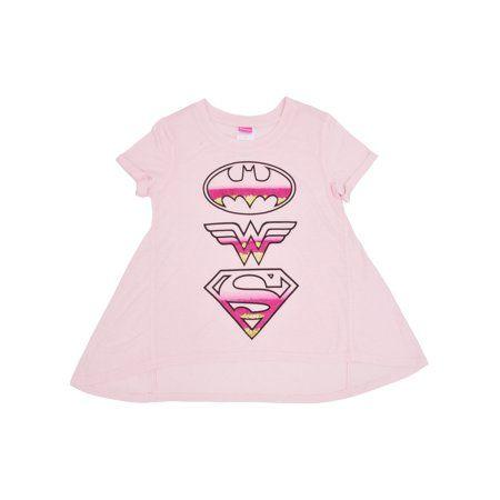 Girly Superhero Logo - DC Superhero Girls T Shirt Supergirl Batgirl Wonder Woman Logo