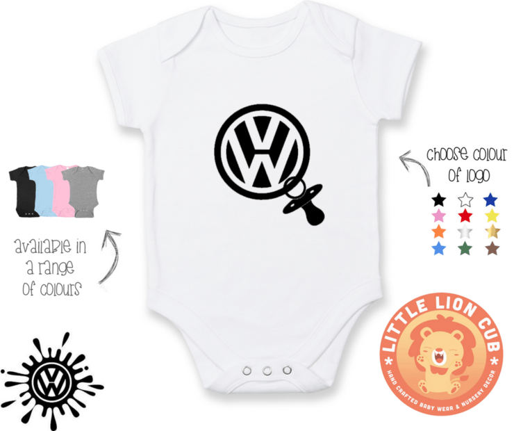 Cute VW Logo - VW logo Pacifier Dummy baby onesie bodysuit / VW baby /VeeDub/ VW ...
