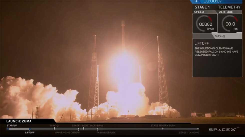 Zuma Falcon 9 Mission Logo - SpaceX Falcon 9 successfully launches secret Zuma mission into orbit ...