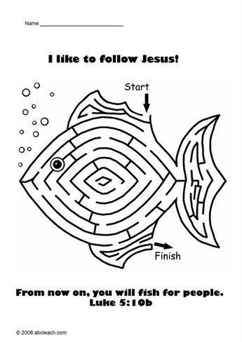 Disciples Fish Logo - jesus and disciples coloring sheets | Activity Sheet: Fish Maze | My ...