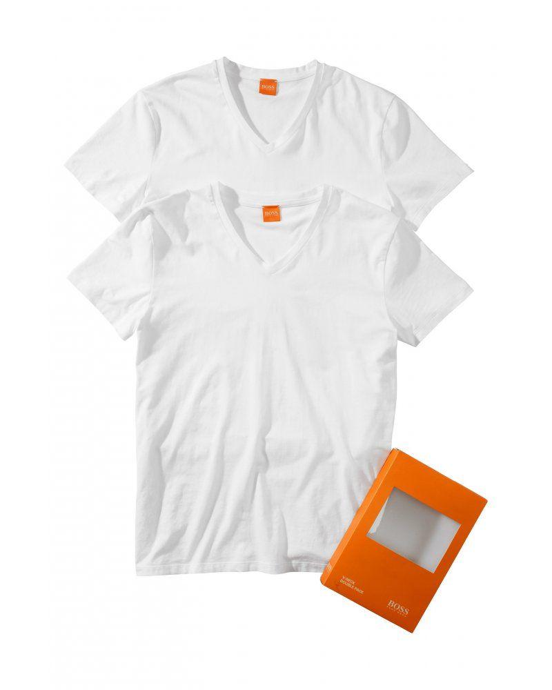 Orange V Logo - Hugo Boss Orange Pack Of Two Tyll White V Neck T Shirts