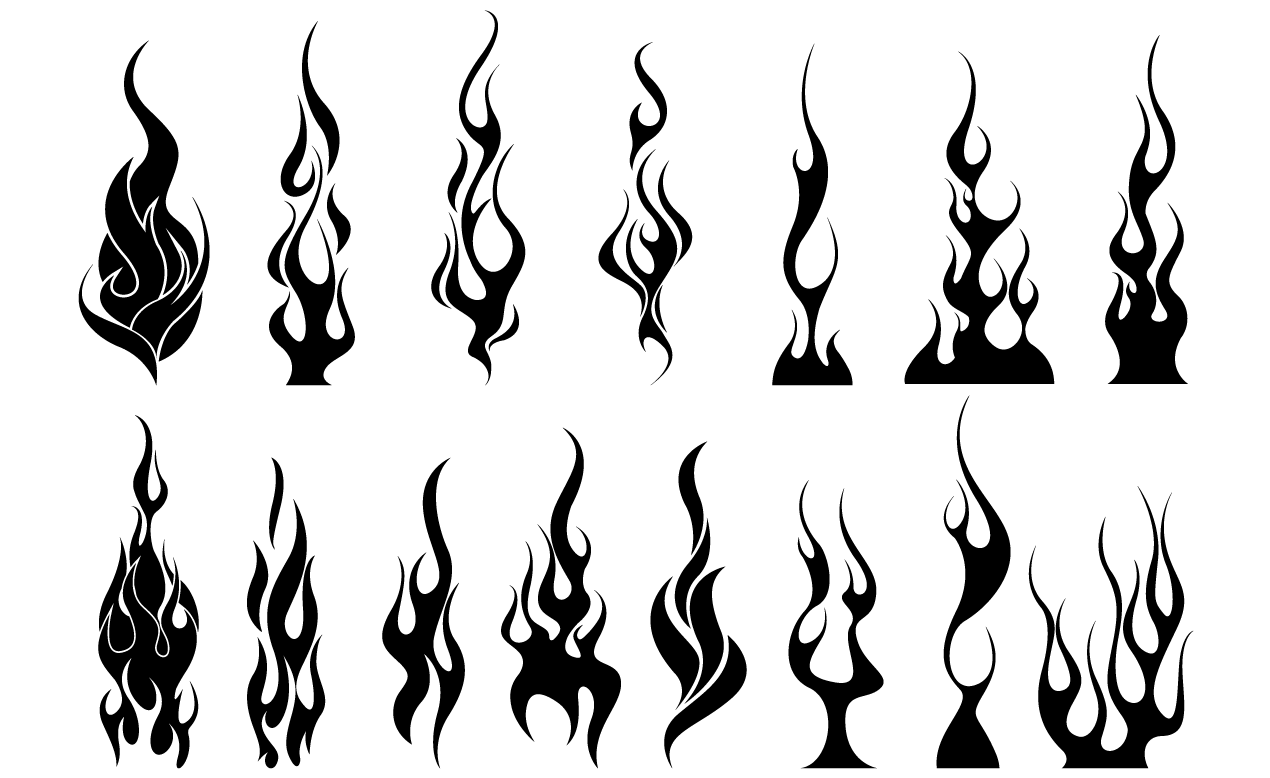 Long Flame Logo - Flames Vector Pack