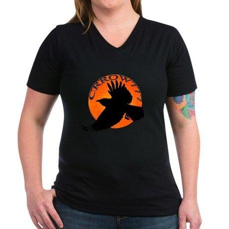 Orange V Logo - Orange Crrow Logo Womens V-Neck Dark T-Shirt 29093_BM
