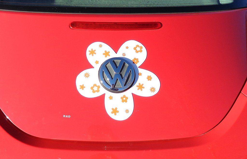 Cute VW Logo - VW Beetle Flower Magnetic Decal- Orange Flowers