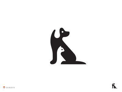 Dog and Cat Logo - Neg Dog Cat. Dog Art & Illustrations. Logo design, Dog logo design