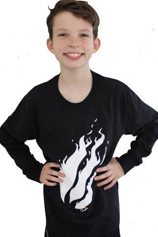 Long Flame Logo - Long Sleeve Tee YOUTH(White Flame Logo) – PrestonsStylez
