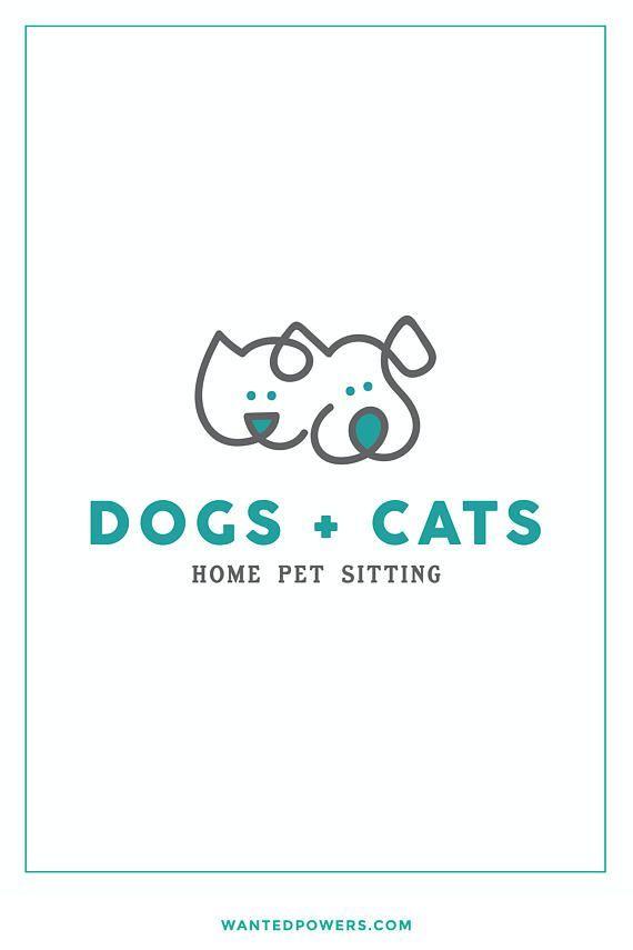 Dog and Cat Logo - Custom Pre-Made Logo Design - Dog and Cat Line Art Logo - Pet Logo ...