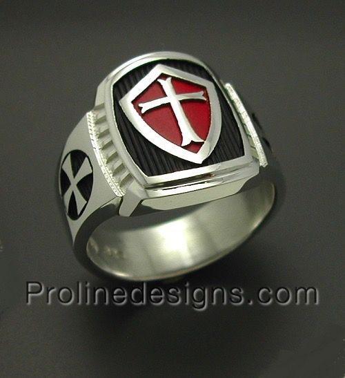 Silver and Red Shield Logo - Knights Templar Masonic Cross ring in Sterling Silver With Red ...