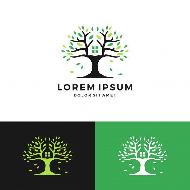 Green Space Logo - Tree house green negative space logo Vector | Premium Download