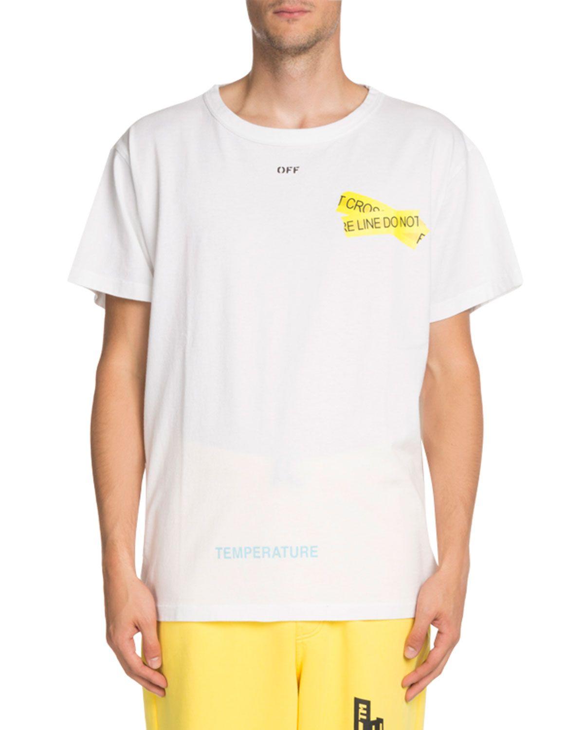 Off White Caution Logo - Off-White Caution Tape Short-Sleeve T-Shirt | Neiman Marcus