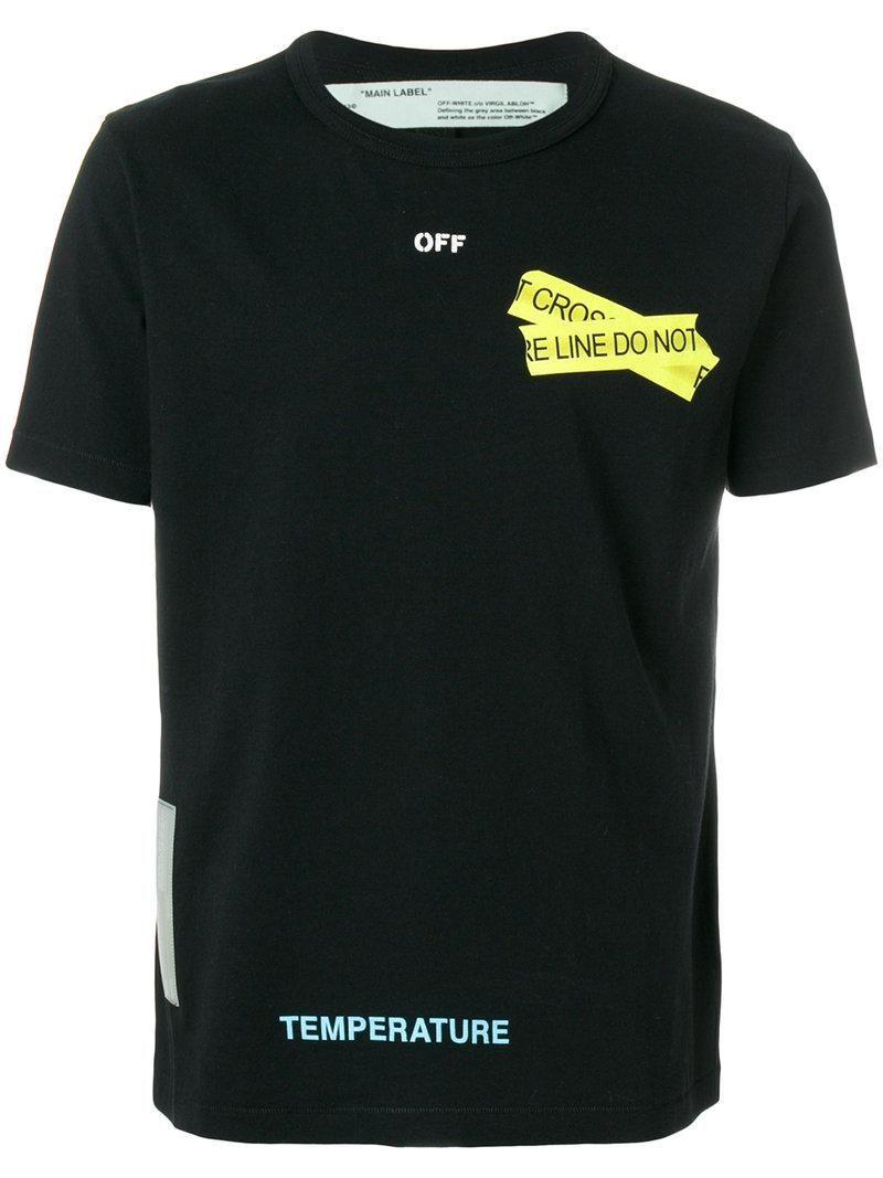 Off White Caution Logo - Off-White c/o Virgil Abloh Caution Tape T-shirt in Black for Men - Lyst