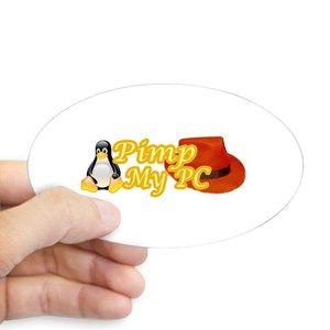 Orange Oval with Penguin Logo - Linux Penguin Oval Stickers
