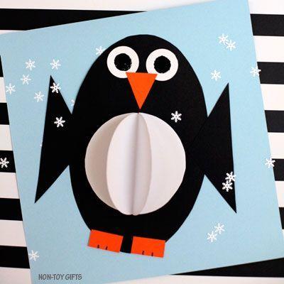Orange Oval with Penguin Logo - 3D shape penguin craft for kids | Winter
