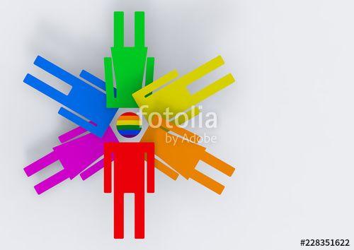 Cross and Rainbow Circle Logo - 3d rendering. Lgbt color male and female icon symbol in circle round ...